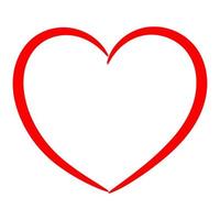 Red heart drawn with a brush. vector