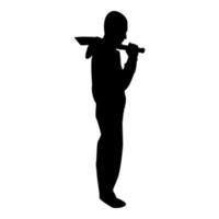 Silhouette man with sword machete cold weapons in vector