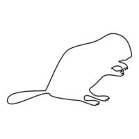 Beaver animal Rodent stand contour outline black vector