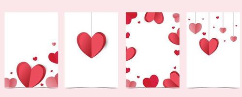 Collection of valentin day background set with heart vector