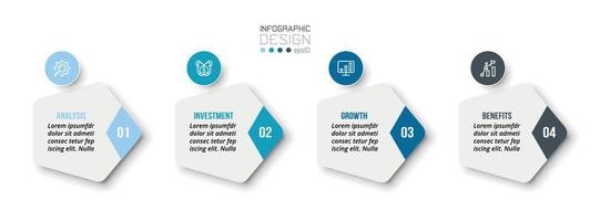 concepto de negocio de plantilla de infografía con paso. vector