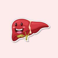 Liver funny human internal organs sticker vector illustration