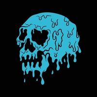 hand drawn blue melting skull, vector premium.