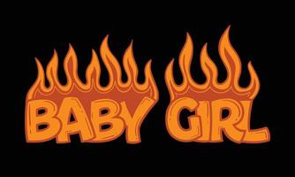 baby girl with fire hand drawn illustration, premium vector. vector