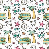 Hand drawn seamless pattern of travel vector