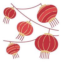 linterna roja china decorativa ilustración plana vector