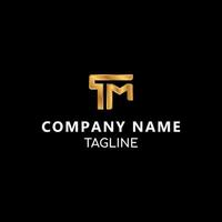 TM monogram initial letters vector logo template in gold style