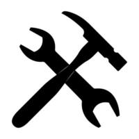 Wrench and hammer icon black color vector illustration image flat style