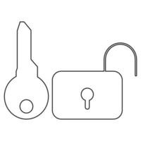 Key and lock contour outline line icon black color vector illustration image thin flat style