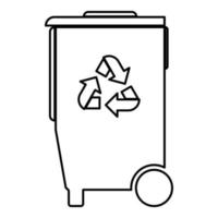 Refuse bin with arrows utilization the black color icon vector