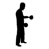 Silhouette man with saucepan in his hands vector