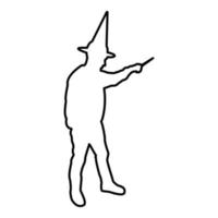 Wizard holds magic wand trick Waving Sorcery vector