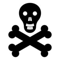 Skull and bones icon black color vector illustration image flat style
