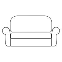 Sofa contour outline line icon black color vector illustration image thin flat style