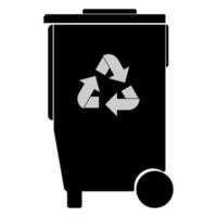 Refuse bin with arrows utilization black icon . vector