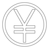 yuan en el círculo el icono de color negro vector