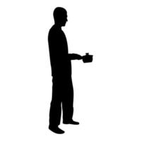 Silhouette man with saucepan in his hands vector