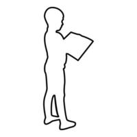 Boy reading book standing Teen male with open vector