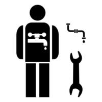 Plumber icon black color vector illustration image flat style