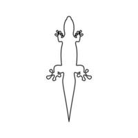 Lizard contour outline line icon black color vector illustration image thin flat style