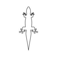 Lizard contour outline line icon black color vector illustration image thin flat style