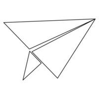 Paper airplane contour outline line icon black color vector illustration image thin flat style