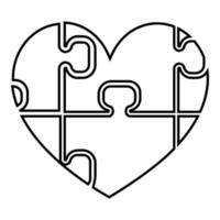 Heart with puzzle the black color icon vector