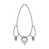 Rocket contour outline line icon black color vector illustration image thin flat style