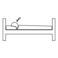 Man sleeping contour outline line icon black color vector illustration image thin flat style