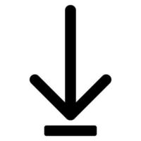 flecha hacia abajo o símbolo de carga el icono negro de color negro. vector