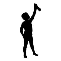 Silhouette boy using water sprayed in up small vector