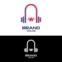 Illustration vector logo of head phone with electric pulse. Fit for DJ business, music industries etc. Vector illustration