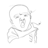 Lineart vector illustartion of a yawning baby
