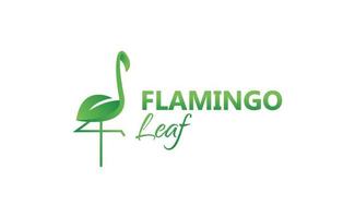 Illustration vector logo template of flamingo leaf