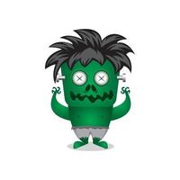 Cute green cartoon monster character illustration. Fit for t-shirt design, print, halloween decoration, birthday party decoration, children book, emblem, logo or sticker vector