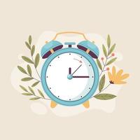 Flat spring forward illustration with clock vector