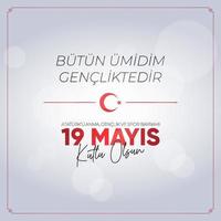 19 Mayis Ataturk'u Anma, Genclik ve Spor Bayrami. May 19 Commemoration of Ataturk, Youth and Sports Day. vector