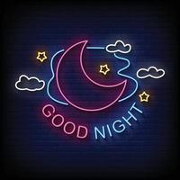 Good night Neon Signs Style Text Vector