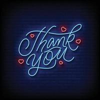 Thank You Neon Signs Style Text Vector