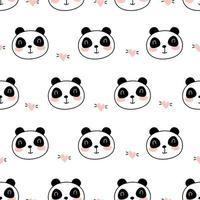 Seamless pattern Cartoon animal background with panda face with small heart icon vector