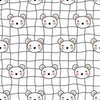 Seamless nursery pattern with cute bear and square grid Cute textures for baby bedding, fabrics, wallpaper, wrapping paper, textiles, t-shirt printing vector