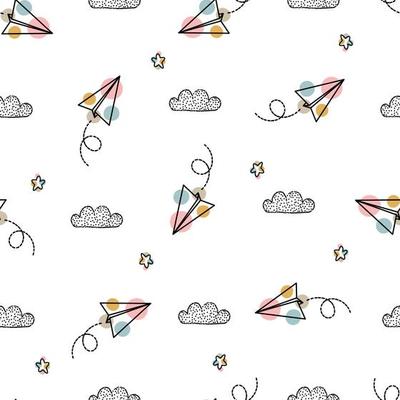 Cute Paper Plane Pattern Print Art Print by Wordsberry