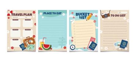 Set of Travel Bucket List Template vector