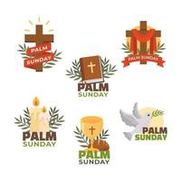 Set of Palm Sunday Sticker vector