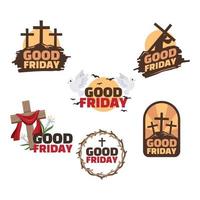 Set of Good Friday Sticker vector