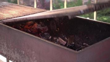 vuur op grill barbecue video