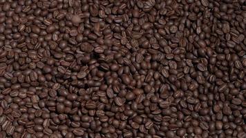 slow motion shot of coffee bean falling on black background, closeup macro on roasted arabica coffee beans seed video