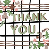 flower pattern on stripe background with thank you word ,thank you card vector