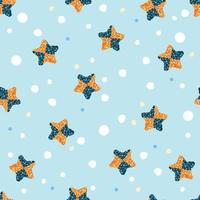 seamless twotone star glitter pattern on blue background , wink vector pattern , kids pattern