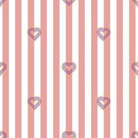 seamless multicolour heart shape  from line art pattern on stripe background , kids pattern vector